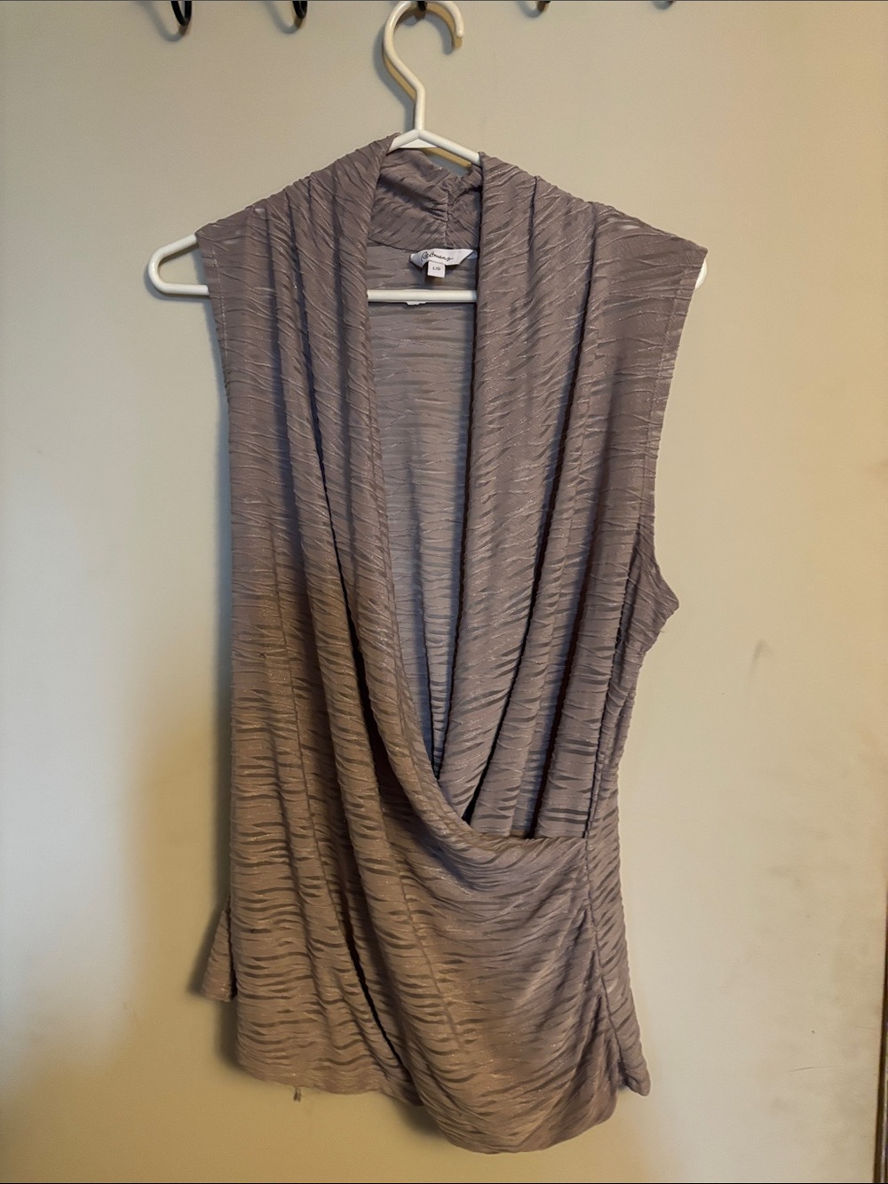 Reitmans Draped Sleeveless Cowl Neck Top - Taupe Gray